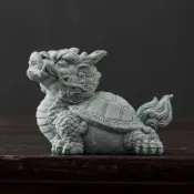 【清和茶舍】青砂石龍龜擺件 國風大號龍龜茶寵 魚缸裝飾 青砂石石雕龍龜 招財開運小物 玄武擺件 小龍龜 玄武擺件
