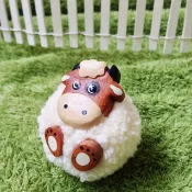 【手工木製x毛線澎澎】黑輪小牛/鑰匙圈/吸鐵