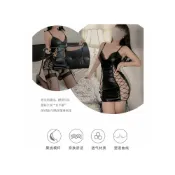 (店+)°• 𝘔𝘖𝘔𝘖𝘕𝘈 •°🫧現貨🫰我的性感貓 性感純欲cos漆皮包臀裙捆綁鏤空連身裙 皮裙 2136