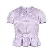  Adidas Jacket W 女款 紫色 三葉草 緹花 新中式 泡泡袖 休閒 短袖 外套 LD6444