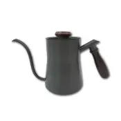 【生活良品】鐵氟龍經典黑色W-550BK胡桃木柄咖啡細口手沖壺550ml(斜口型5mm極細穩定水流壺嘴)