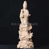 黃楊木雕送子觀音擺件觀音菩薩家用供奉觀世音佛像居家雕刻工藝品(得壹商行)