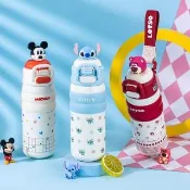 【Disney 迪士尼】316不繡鋼卡通公仔造型一蓋雙飲多用保溫杯480m-米奇/草莓熊/史迪奇