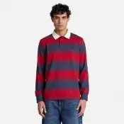【Timberland】男款紅色橄欖球長袖Polo衫(A2AJVAKD)