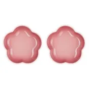 【Le Creuset】瓷器花型盤 20 cm 2入組(薔薇粉)