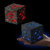 桃園現貨當天出貨🈶實拍圖當個創世神正版minecraft我的世界LED觸碰可亮燈紅色藍色石塊礦燈火炬火把史蒂夫頭套苦力怕
