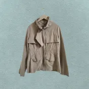 *♡*正韓/卡其色/蜜桃絨薄款風衣外套/S-M/近全新/二手《Anna的百寶箱》