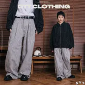 【DTT】UP02 | “Urban Pleat Pants“ 城市打摺細條紋長褲 霧石灰 直筒褲 長褲 寬褲 長褲男