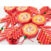 【芊綠人造花藝資材批發】台製 MIT 12入 12粒紙炮串 新春 過年 新年 春節 元寶 銀柳 發財樹 金錢樹 吊飾