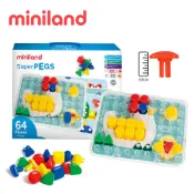 娃娃國【西班牙 Miniland】 3.9CM大拼豆幼兒64顆學習組(附透明板/圖卡)＊顏色形狀認知 專注力