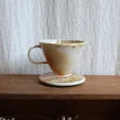 霞白 柴燒陶手沖濾杯 小