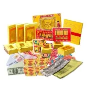 【金發財金紙】兩岸三地版金條元寶豐富祖先金-6入組(含冥國台美人幣-金紙)