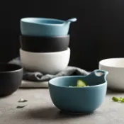 協貿國際日用品生活8館 家用沙拉碗甜品碗牛奶碗 創意北歐單耳陶瓷碗飯碗烤箱碗湯碗飯碗