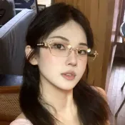 楓幕百貨 好物 復古金色無框切邊平光眼鏡女方圓臉凹造型Y2K鑲鉆雕花銀色眼鏡框