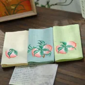 福壽桃紋刺繡純棉手帕男士女士古風隨身擦汗方巾生日禮物吸汗手絹