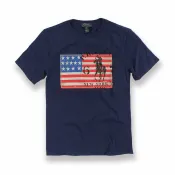 美國百分百 國百分百【Ralph Lauren】T恤 RL 短袖 T-shirt Polo 國旗 大馬 深藍 情侶裝 XXS XS S號青年版 H952