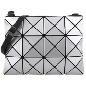 【ISSEY MIYAKE 三宅一生】BAOBAO 原色透幾何方格3X4肩斜扁包(銀/亮面)