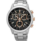 【SEIKO 精工】CS線條時尚計時腕錶(玫瑰金色/8T68-00A0P/SSB215P1)