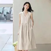 【K.W.】韓國空運一件式天空芭蕾造型背心洋裝(小香風/輕量涼感/背心/休閒/日系/通勤/渡假)