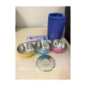(店+)【三光牌】304香醇碗套組(白鐵蓋*1+PE蓋*2+三色碗+提袋)(附湯匙*3)