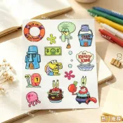 爆款推薦 派大星貼紙 海綿寶寶周邊 比奇堡居民海綿寶寶派大星裝飾轉印貼保溫水杯手機殼頭盔防水立體