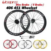 Litepro S42 前後輪組 406 451折疊自行車 V 剎車花鼓 74 - 100- 130-135mm 雙壁