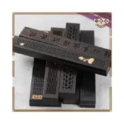 (店+)三雅道 可刻字臥香盒隨身 鑲嵌黃楊黑檀木臥香爐 大號心經等熏香盒