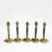 (店+)【御古齋】黃銅 三面佛 帶眼天珠 金剛杵 普巴杵 破除煩惱 鎮煞驅邪 淨化能量 安定心神 智慧法器 附架 0318