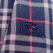 Burberry 復古手帕 - 口袋巾 藍色格紋 19 x 18.5 英吋