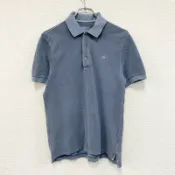 【DOKODEMO】LACOSTE短袖 polo 衫，復古水洗效果，藍灰色，2 碼，古著。