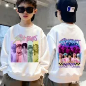 秋冬新款男童長袖T恤兒童圓領大學TKpop獵魔女團電影中大童HUNTR/X時尚襯衫男孩女孩秋季休閒上衣衣服刷毛保暖