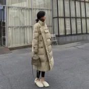 奢菲雅 快速出貨/羽絨外套 長大衣 羽絨服女新款白鴨絨中長款過膝加厚韓版寬松小眾繭型立領外套