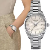 TISSOT 天梭 官方授權 PR100 經典簡約鑽石腕錶/白珍珠貝/34mm/T1502101111600