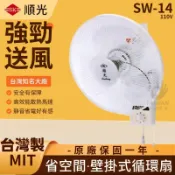 含稅 順光 SW-14 壁掛扇 掛壁扇 自動旋轉電扇 電風扇 14吋 台製 110V三段風速 180°旋轉風扇 220V