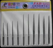  老池工具 鑽石尖型加長機械短銼刀 FAB-Series 10支組