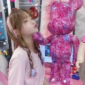 @現貨bearbrick櫻花暴力熊擺件蜷川實花粉色可愛公仔玩偶送禮物積木熊