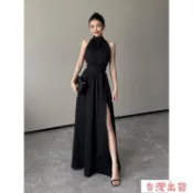 免運費🔥 尾牙氣質大嫂風度假氣場晚禮服 收腰開衩無袖洋裝 新款禦姐長裙 魚尾裙 伴娘禮服 敬酒服 長洋裝 FS