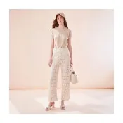 【Le Polka】鏤空蕾絲造型寬褲-女