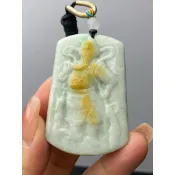 D252(附證書）天然翡翠。關公關聖帝君武財神吊飾