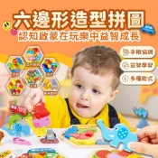 秒出免運🌸六邊形造型拼圖 造型拼圖 木製拼圖 3D立體拼圖 積木玩具 益智玩具 早教玩具 手抓板 疊疊樂 拼圖玩具 拼圖