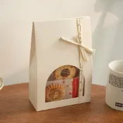 【Mi烘培】開窗式包裝紙袋 牛皮紙禮盒 糖果袋 牛軋糖 餅乾 甜點禮盒 透明窗包裝紙袋 紙袋 禮品包裝盒 糯米船包裝盒
