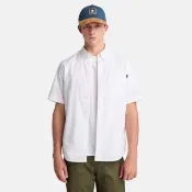 【Timberland】男款白色短袖牛津襯衫(A6AX8A94)