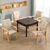 棋牌室專用椅實木椅子帶扶手餐椅會議椅家用老人椅靠背椅椅子