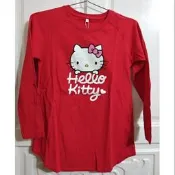 全新品~hello kitty-三麗鷗童裝 哈囉凱蒂貓長版長袖棉T(紅色），尺寸140