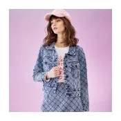 【Le Polka】純棉菱格短版牛仔外套-女(丹寧)