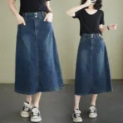 Aurora女裝 熱賣款【臺灣免運】女裝牛仔半身裙女裝春季新款高腰顯瘦百搭A字中長裙