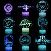 籃球燈 NBA球隊標誌 湖人 勇士 公牛隊 塞爾蒂克隊 壓克力燈 觸控七彩小夜燈 交換禮物 睡眠燈 氣氛燈