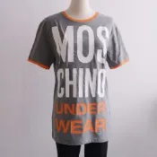 MOSCHINO UNDERWEAR英字LOGO棉質短T(灰/橘邊)