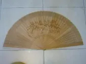 扇子(2)~~木製~~鏤空雕~~大扇子~~八駿圖~~帆船~~一帆風順~~展開最寬約89.2CM~~裝飾.掛飾