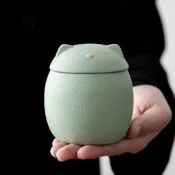 現貨  快速發貨 特價 小貓茶葉罐陶瓷可愛萌貓咪儲物罐子防潮密封粗陶罐創意個性小茶倉